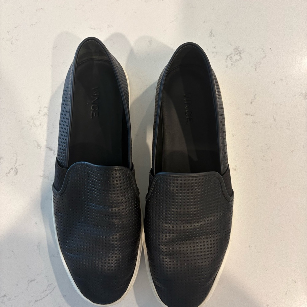 Vince women’s Black Perforated Slip-On Loafers